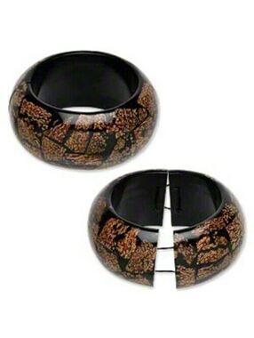 Handcrafted Brown Black Luan Tree Wood Bark Stretch Bangle Bracelet Philippines